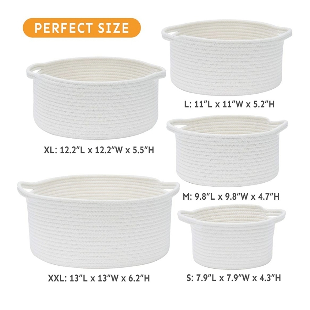 🌟Best Seller🌟5 Woven Baskets Cotton Rope Bin - Picture 4 of 5